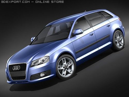 Audi A3 2009 Sportback Model 3D .c4d .max .obj .3ds .fbx .stl .blend 