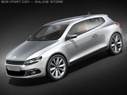 Volkswagen Scirocco 2009 midpoly 3D Model .c4d .max .obj .3ds .fbx .stl .blend 