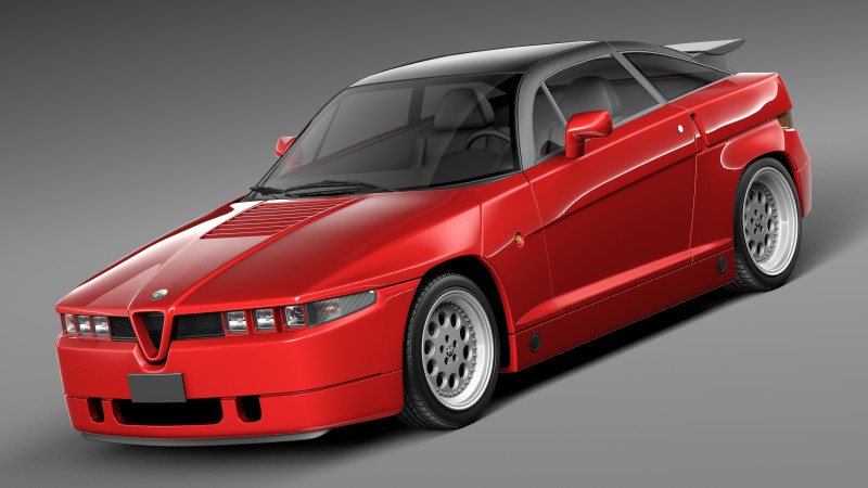 Alfa Romeo SZ Zagato 1989-1991 3D Model .c4d .max .obj .3ds .fbx .stl .blend 