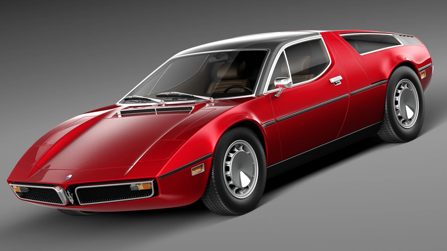 Maserati Bora 1971-1978 3D Model .c4d .max .obj .3ds .fbx .stl .blend