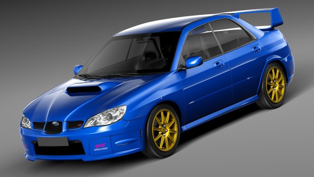 Subaru Impreza STi 2006 3D Model .c4d .max .obj .3ds .fbx .stl .blend 