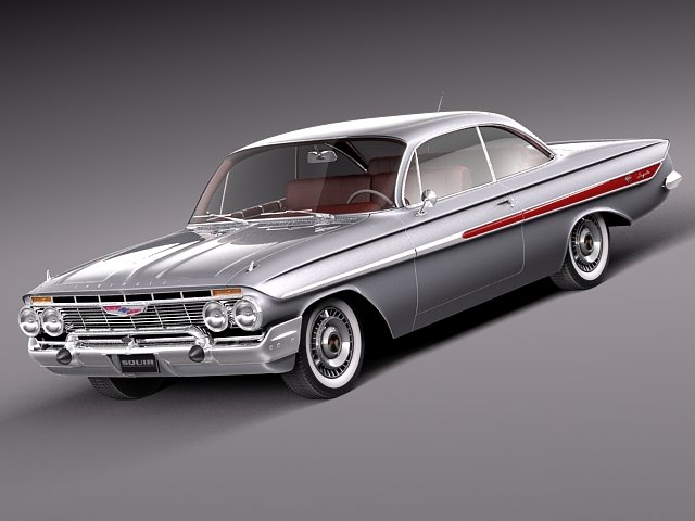 Chevrolet Impala Coupe 1961 3D Model .c4d .max .obj .3ds .fbx .stl .blend 