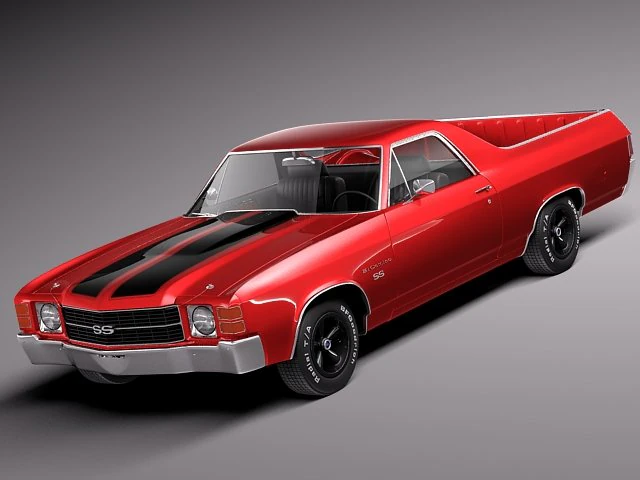 Chevrolet El Camino 1971 3D Model .c4d .max .obj .3ds .fbx .stl .blend 