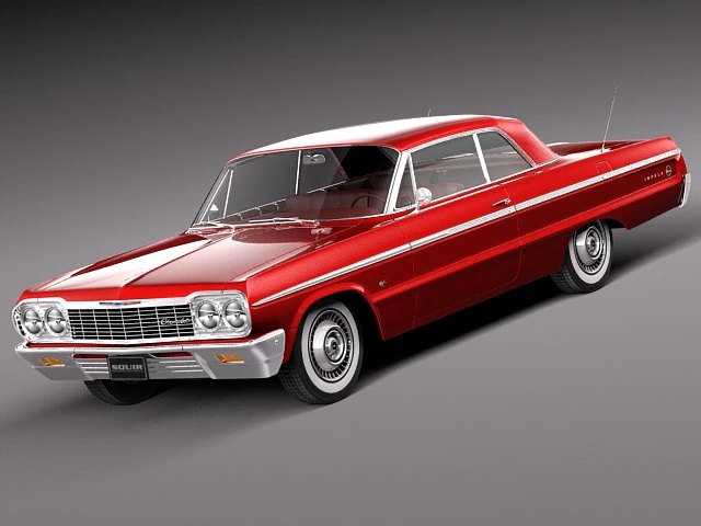 Chevrolet Impala Coupe 1964 3D Model .c4d .max .obj .3ds .fbx .stl .blend 