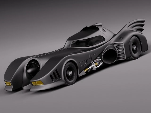 Batmobile 1989 Jet Car 3D Model .c4d .max .obj .3ds .fbx .stl .blend 