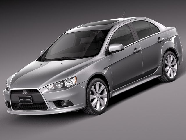 Mitsubishi Lancer GT 2008-2014 3D Model .c4d .max .obj .3ds .fbx .stl .blend 