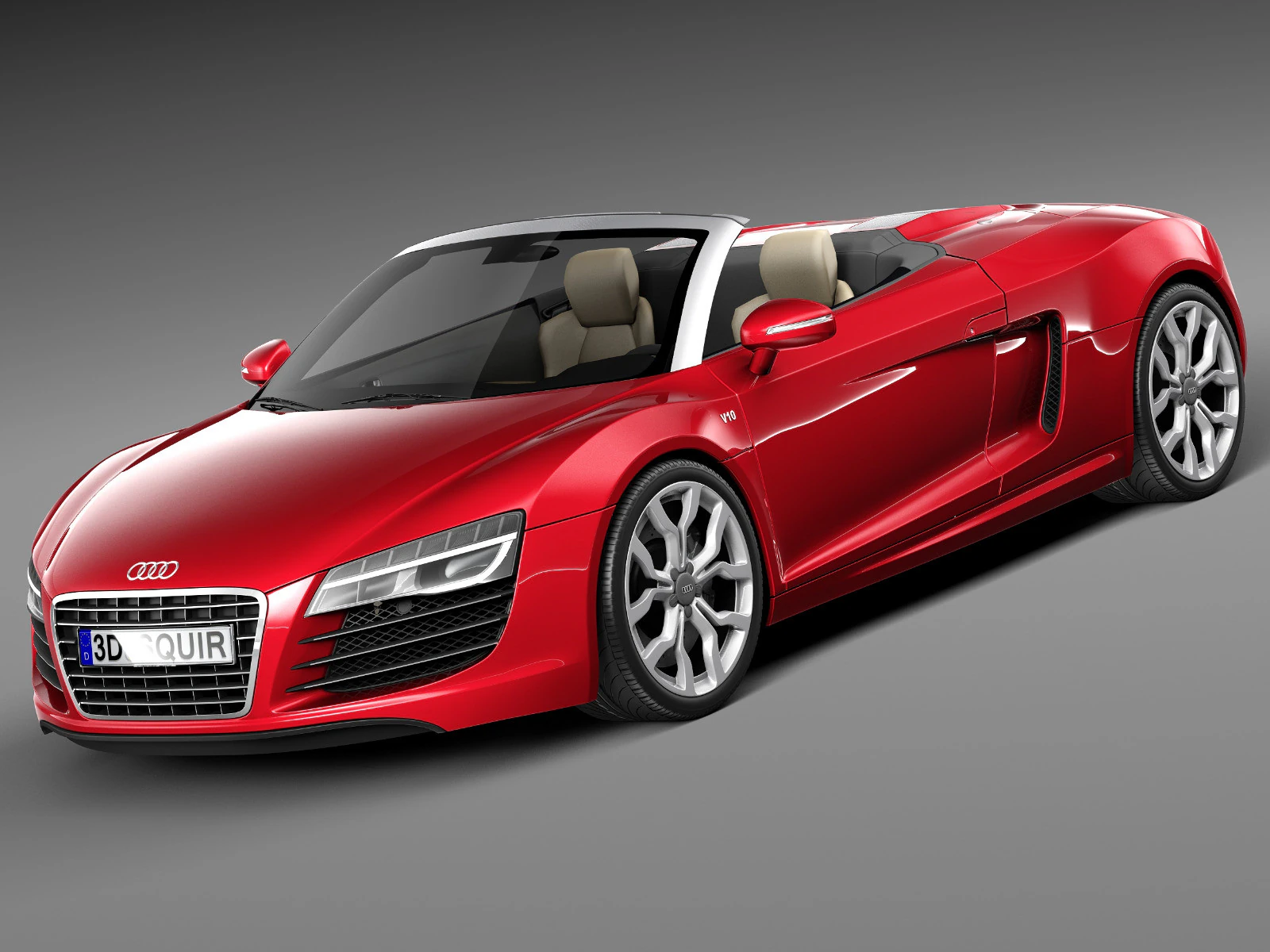 Audi R8 Spyder V10 2014 3D Model .c4d .max .obj .3ds .fbx .stl .blend 