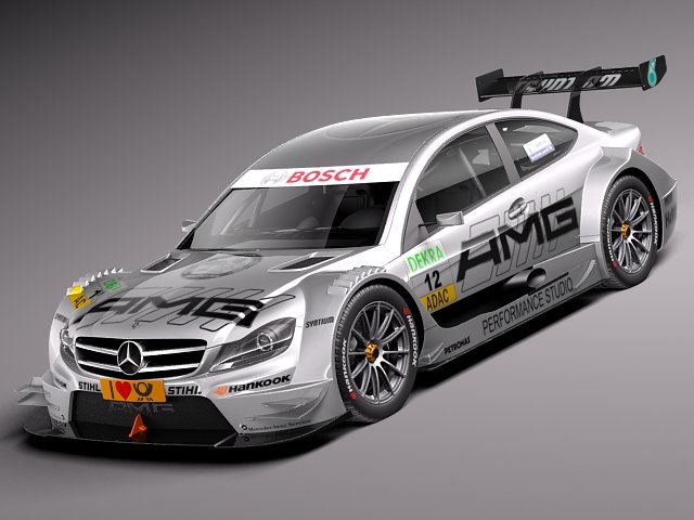 Mercedes-Benz C AMG DTM 2012-2014 3D Модель .c4d .max .obj .3ds .fbx .stl .blend 
