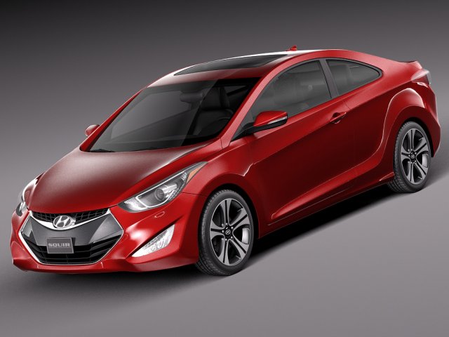 Hyundai Elantra Coupe 2014 3D Model .c4d .max .obj .3ds .fbx .stl .blend 