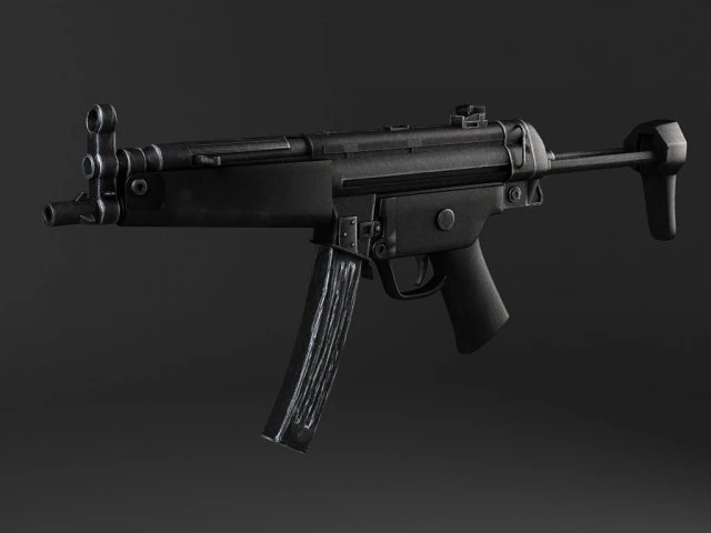 MP5A5 Submachine 3D Model .c4d .max .obj .3ds .fbx .stl .blend 