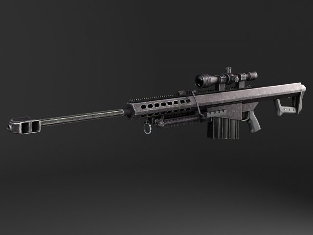 Barrett M82A1 Sniper Rifle Model 3D .c4d .max .obj .3ds .fbx .stl .blend 