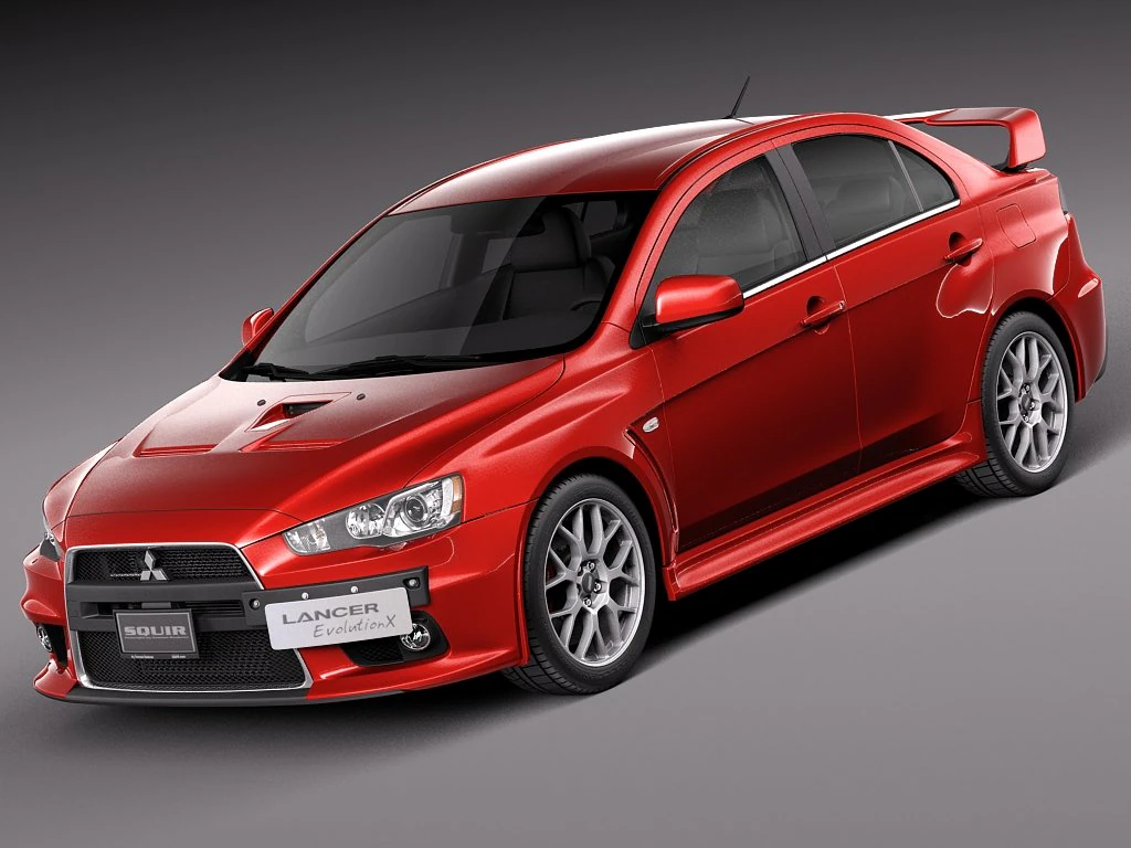 Mitsubishi Lancer Evolution X 2008 3D Model .c4d .max .obj .3ds .fbx .stl .blend 