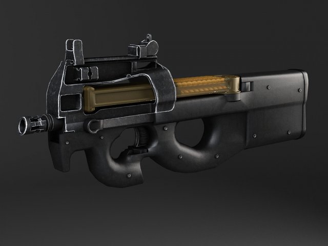 FN P90 Submachine 3D 모델 .c4d .max .obj .3ds .fbx .stl .blend 
