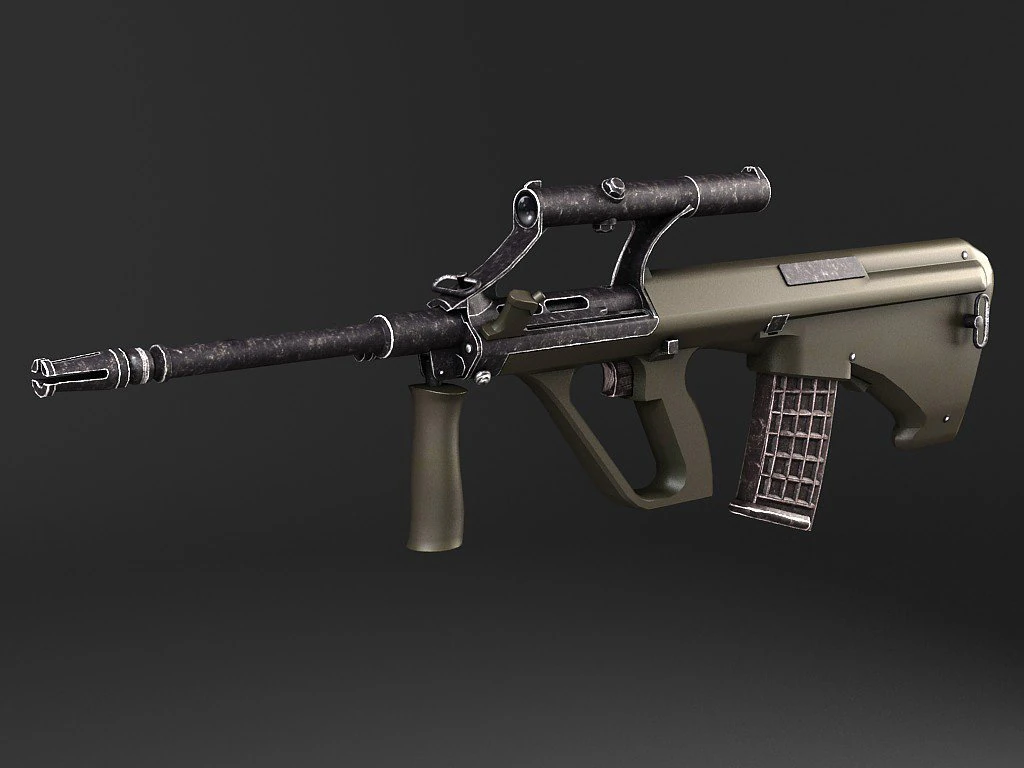 Steyr Aug A1 Assault Rifle 3D Model .c4d .max .obj .3ds .fbx .stl .blend 