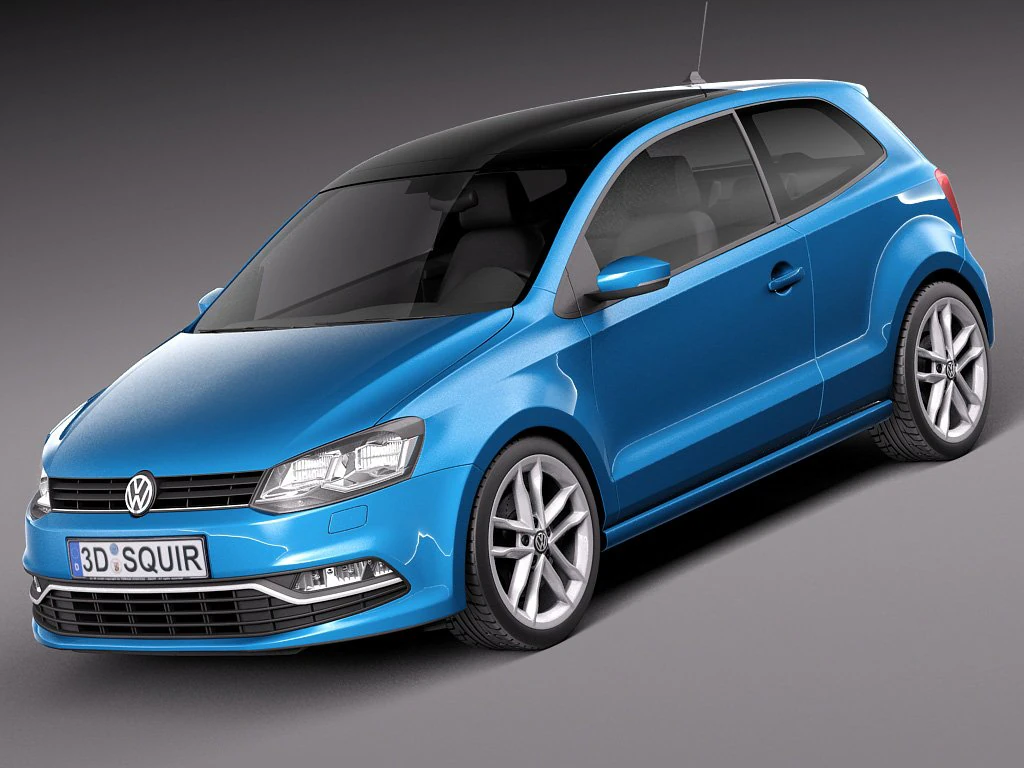 Volkswagen Polo 3-door 2015 3D Model .c4d .max .obj .3ds .fbx .stl .blend