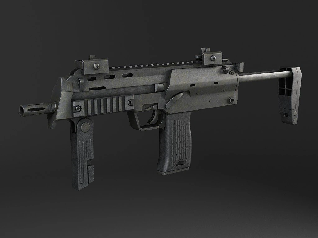 MP7A1 Submachine 3D Model .c4d .max .obj .3ds .fbx .stl .blend 