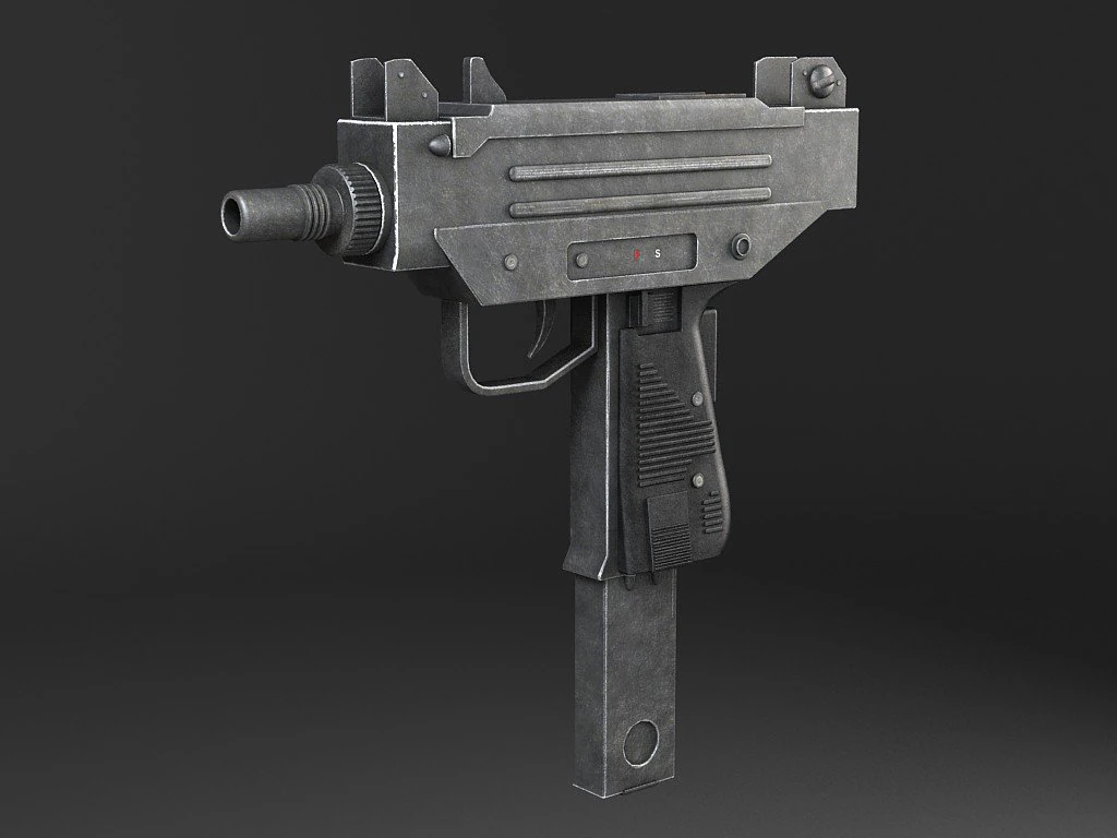 UZI Pistol Submachine 3D Model .c4d .max .obj .3ds .fbx .stl .blend 
