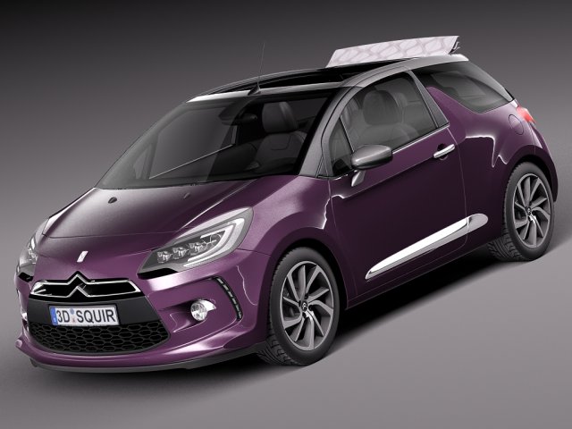 Citroen DS3 Cabrio 2015 3D Модель .c4d .max .obj .3ds .fbx .stl .blend 