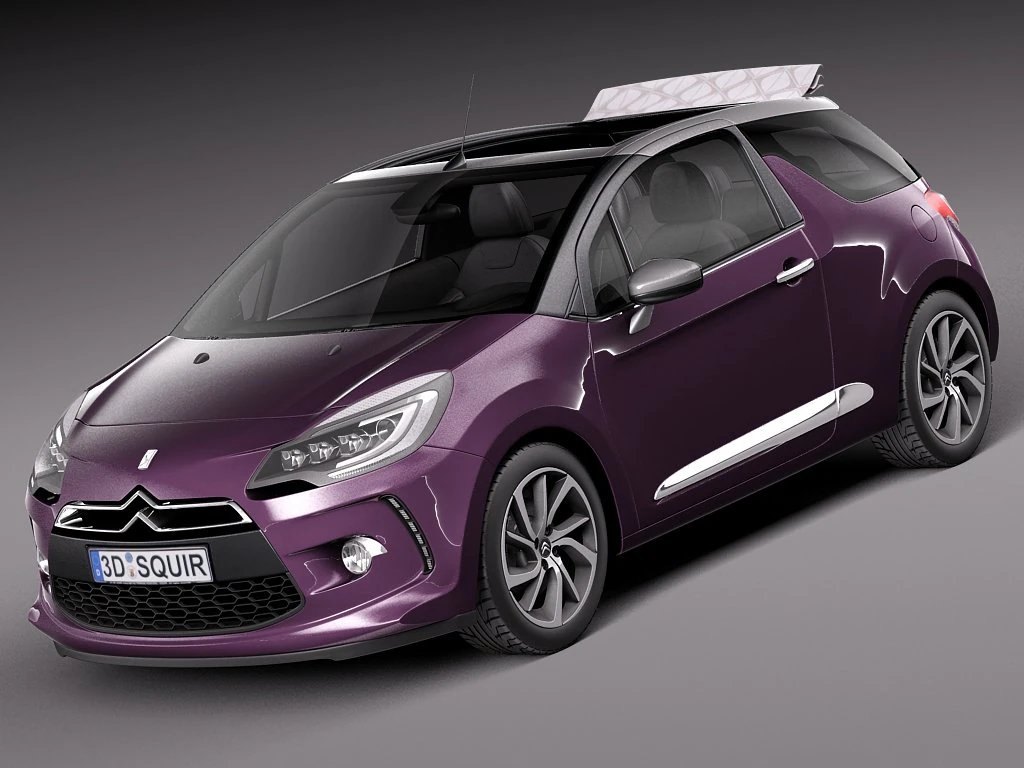 Citroen DS3 Cabrio 2015 3D Model .c4d .max .obj .3ds .fbx .stl .blend 
