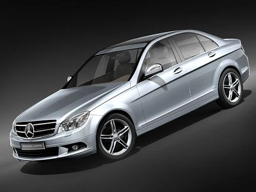 Mercedes-Benz C-class Sedan 2009 midpoly 3D Model .c4d .max .obj .3ds .fbx .stl .blend 