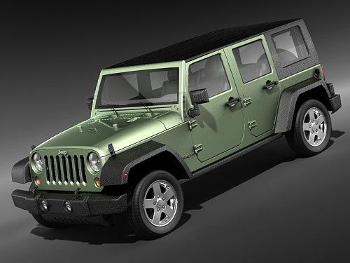 Jeep Wrangler 4-door midpoly 3D Model .c4d .max .obj .3ds .fbx .stl .blend 