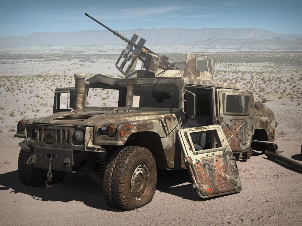 Hummer HMMWV destru&iacute;do Modelo 3D .c4d .max .obj .3ds .fbx .stl .blend 