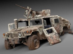 Hummer HMMWV destru&iacute;do Modelo 3D