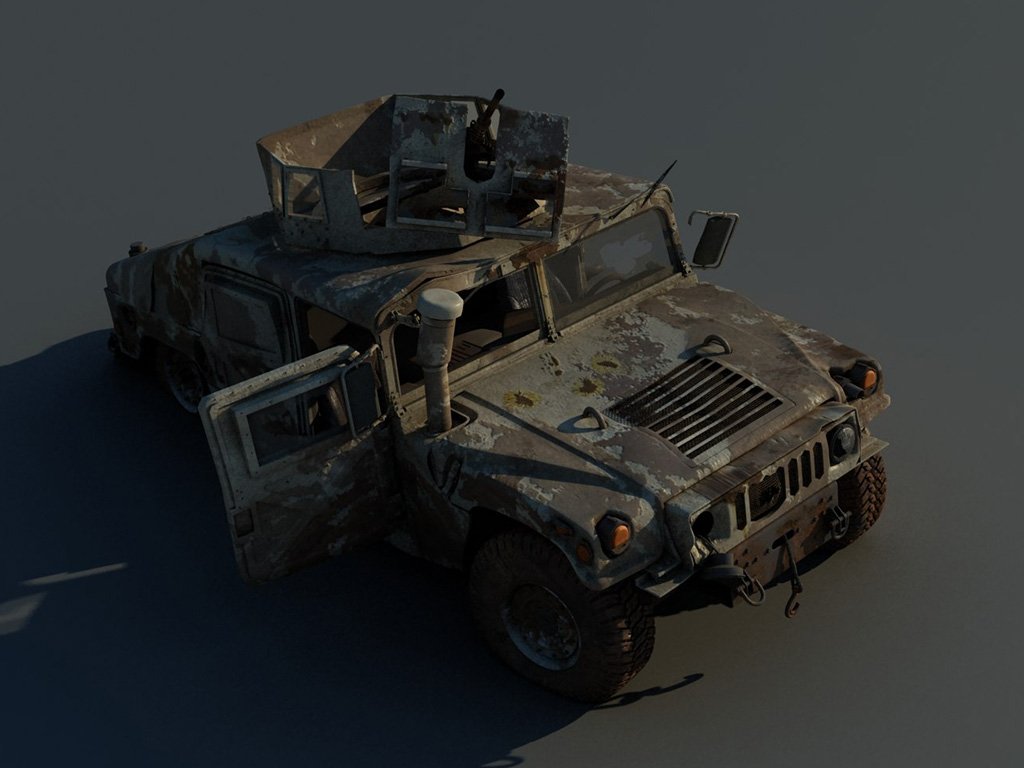 Hummer HMMWV Destroyed 3D Model in Transport 3DExport