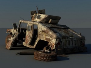 Hummer HMMWV Destroyed Modelo 3D