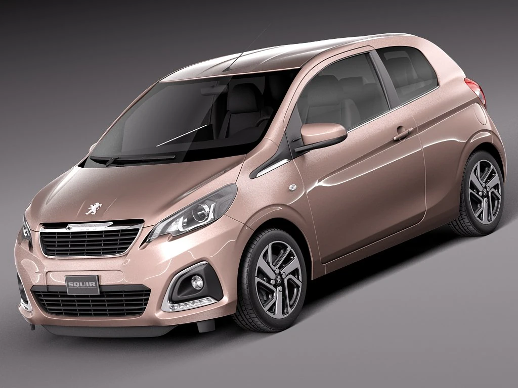 Peugeot 108 3-door 2015 3D Model .c4d .max .obj .3ds .fbx .stl .blend