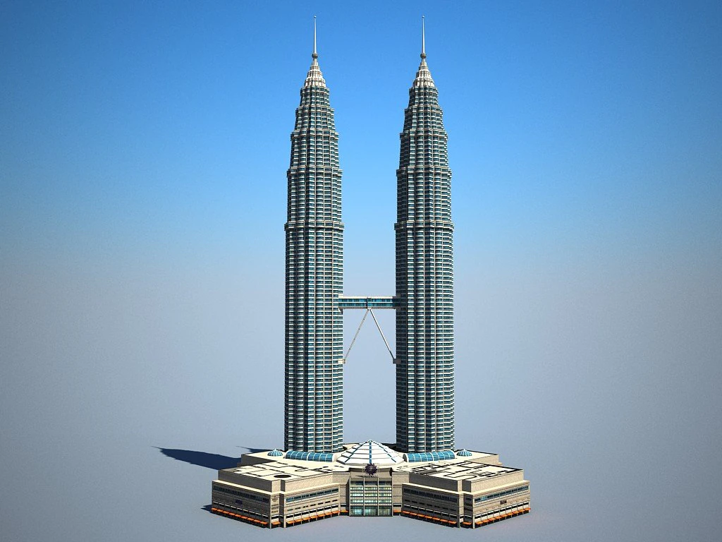 Petronas Towers 3D Model .c4d .max .obj .3ds .fbx .stl .blend 