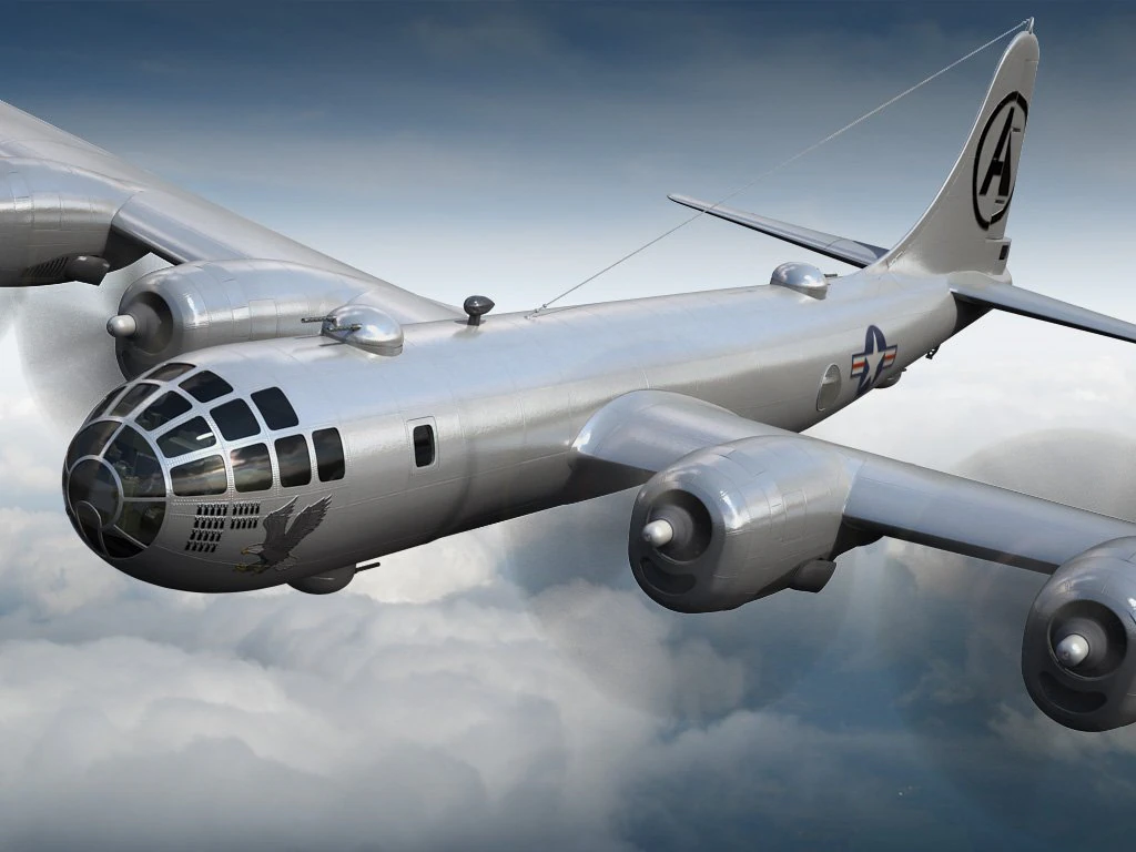 Boeing B29 Superfortress Bomber 3D Model .c4d .max .obj .3ds .fbx .stl .blend 