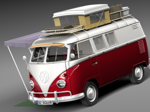 Volkswagen Camper Van Open Roof 1950 3D 模型
