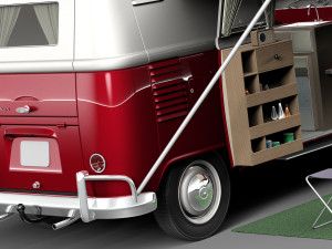 Volkswagen Camper Van Open Roof 1950 3D 모델