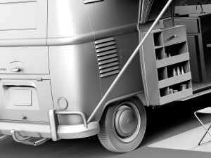 Volkswagen Camper Van Open Roof 1950 3D 모델