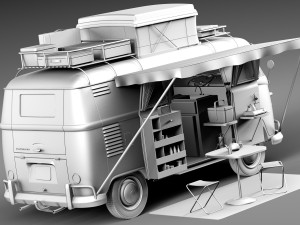 Volkswagen Camper Van Open Roof 1950 3D 모델