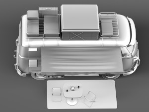 Volkswagen Camper Van Open Roof 1950 3D 모델