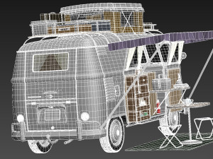 Volkswagen Camper Van Open Roof 1950 3D 모델