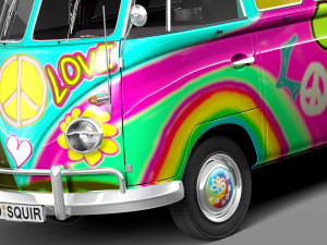 Volkswagen Camper Van 1950 Hippy 3D Model
