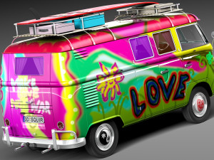 Volkswagen Camper Van 1950 Hippy 3D Model