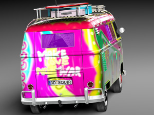 Volkswagen Camper Van 1950 Hippy 3D Model