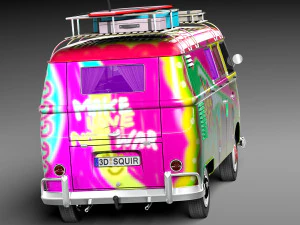 Volkswagen Camper Van 1950 Hippy 3D Model
