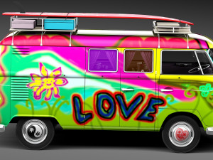 Volkswagen Camper Van 1950 Hippy 3D Model