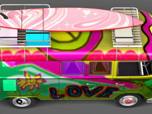 Volkswagen Camper Van 1950 Hippy 3D Model