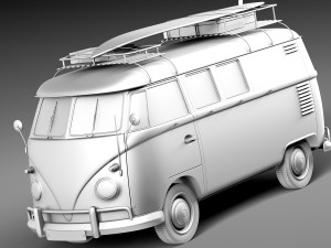 Volkswagen Camper Van 1950 Hippy 3D Model