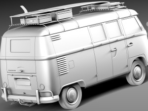 Volkswagen Camper Van 1950 Hippy 3D Model
