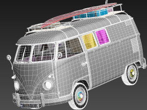 Volkswagen Camper Van 1950 Hippy 3D Model