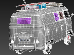 Volkswagen Camper Van 1950 Hippy 3D Model