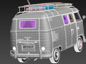 Volkswagen Camper Van 1950 Hippy 3D Model