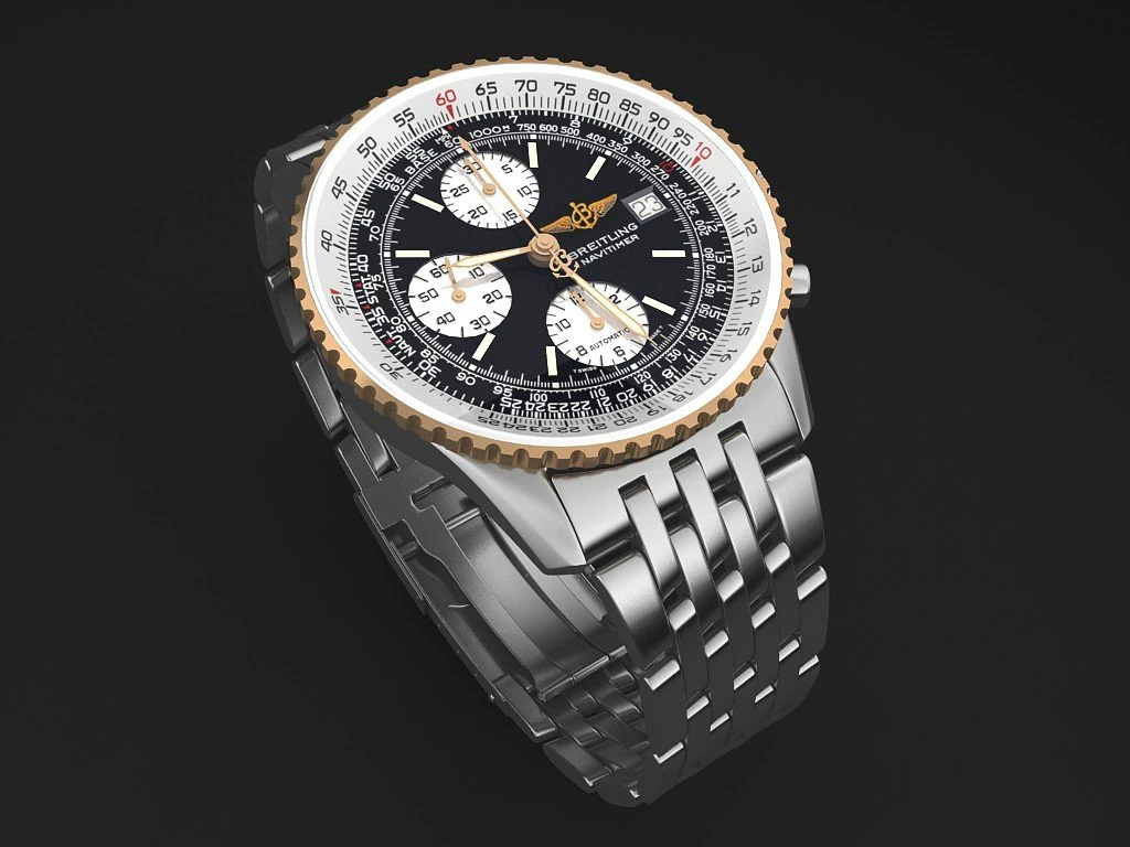 Breitling Navitimer II Steel Braclet Mens Watch 3D Model in